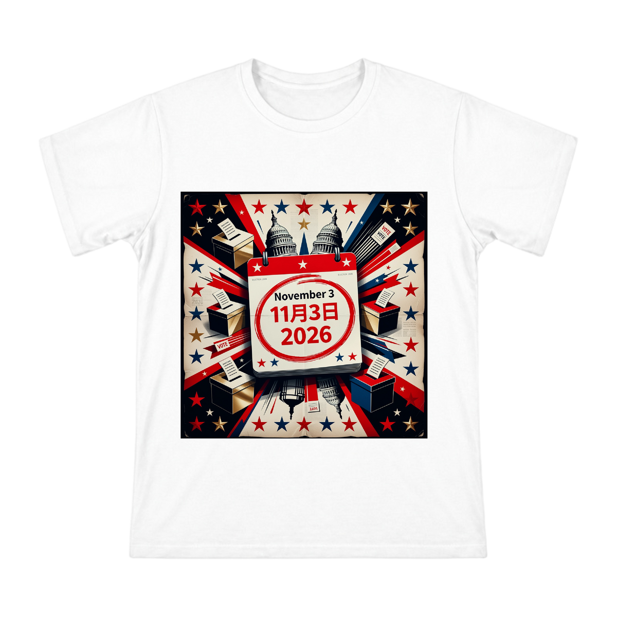 2026 Election Day Retro Calendar Men's Short Sleeve T-Shirt front [ai-pod:d528ecb0c016a9888647b2492605d686]