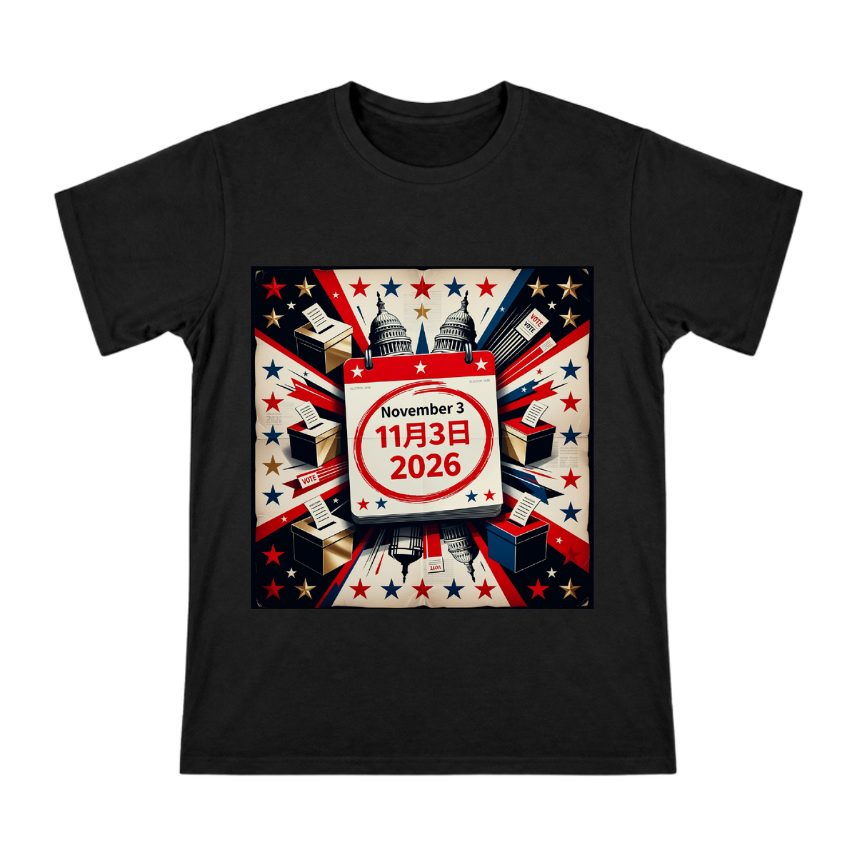 2026 Election Day Retro Calendar Men's Short Sleeve T-Shirt front [ai-pod:cd09eab586fd0465e93ba445aba77b5d]