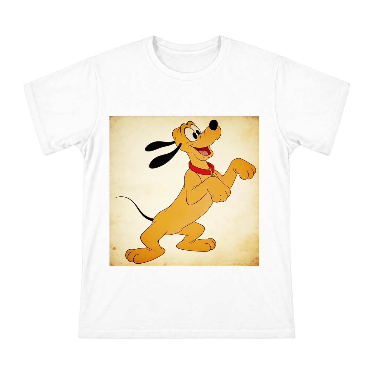 Vintage Pluto Cel Animation Men's Custom Cotton T-Shirt front [ai-pod:bd766855c8b928c8c35fbea58b354e65]