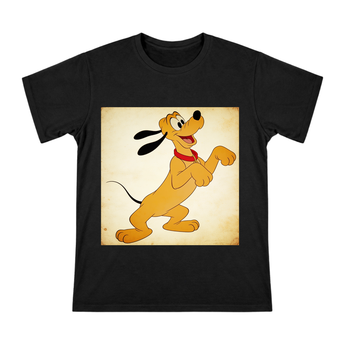 Vintage Pluto Cel Animation Men's Custom Cotton T-Shirt front [ai-pod:88216ccefbc2ee139c65d46847b85d31]