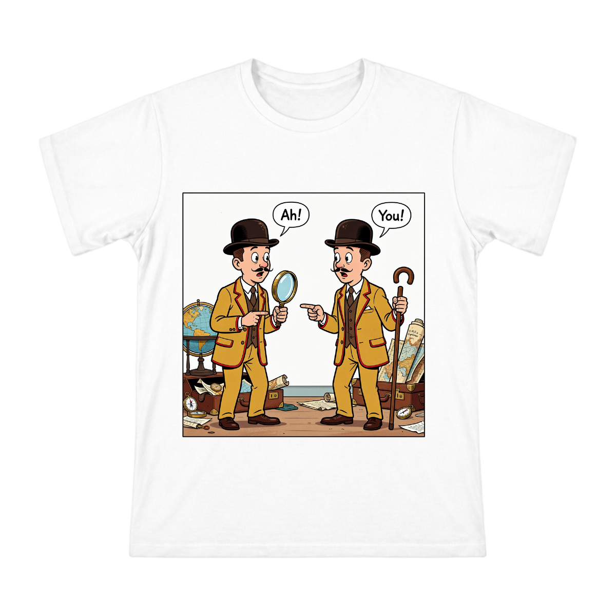 Vintage Comic Detective Duo Men's Short Sleeve T-Shirt front [ai-pod:141df733f98df7c26465a5be9add8f7c]