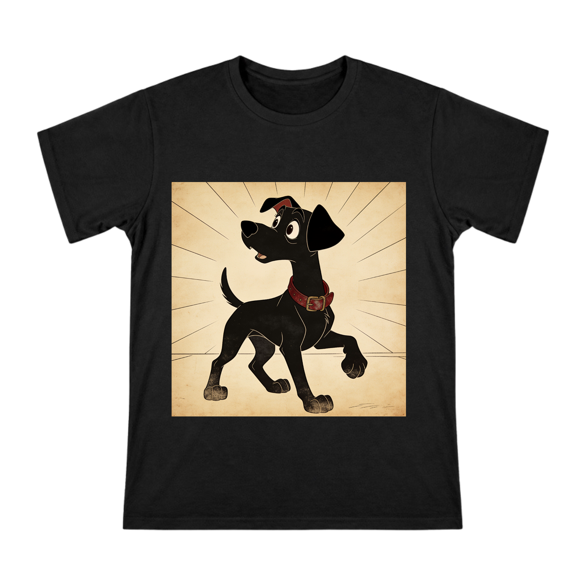Retro Animated Black Hound T-Shirt front [ai-pod:d4d478760504e94ec83c659d06e44caa]