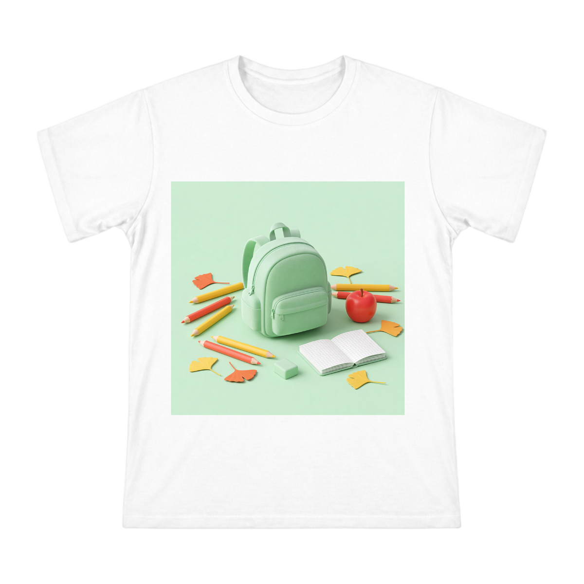 Mint Green Mini Backpack Pencil Case with Autumn Stationery Art Men's Short Sleeve T-Shirt front [ai-pod:bff8bfd35dc01a342146828f68439ea1]