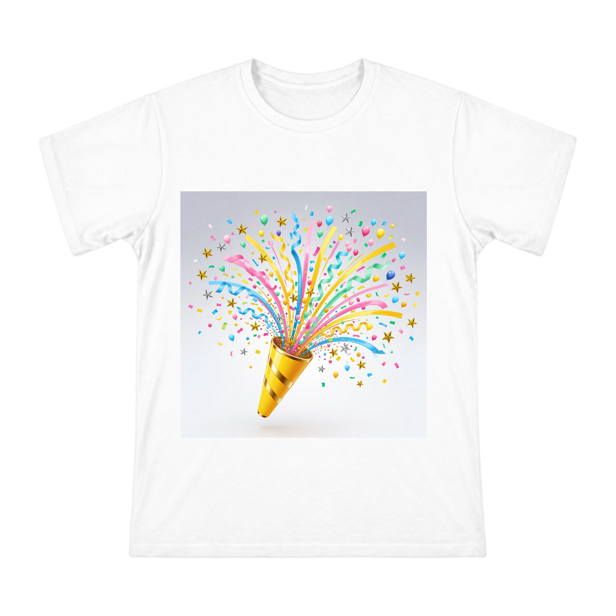 Confetti Cannon Celebration Illustration T-Shirt front [ai-pod:b2987bbb326662f23b04e807f184c57c]