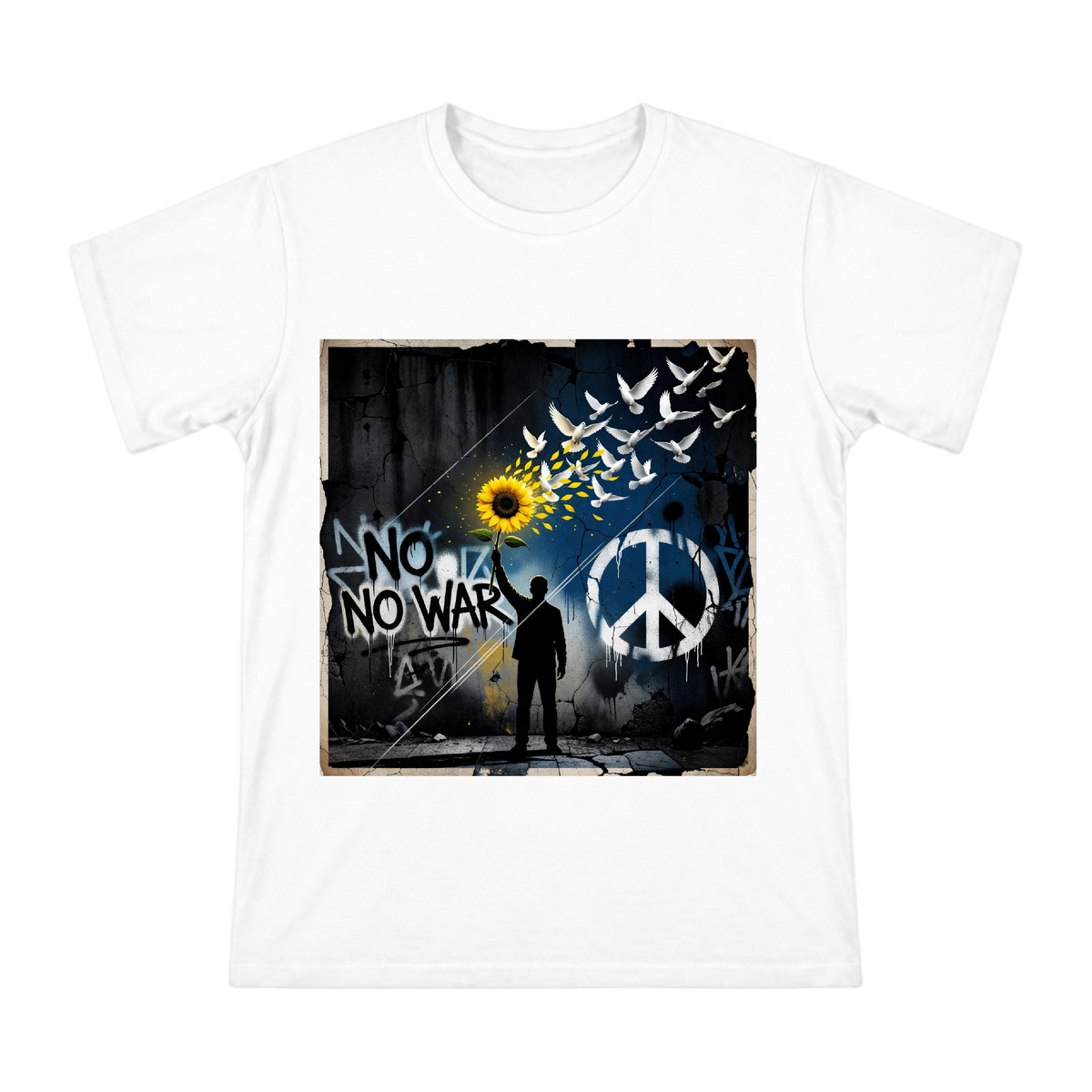 Sunflower and Peace Dove Silhouette Men's Custom T-Shirt front [ai-pod:72a43af00797ab3e7983427d3d17d9d0]