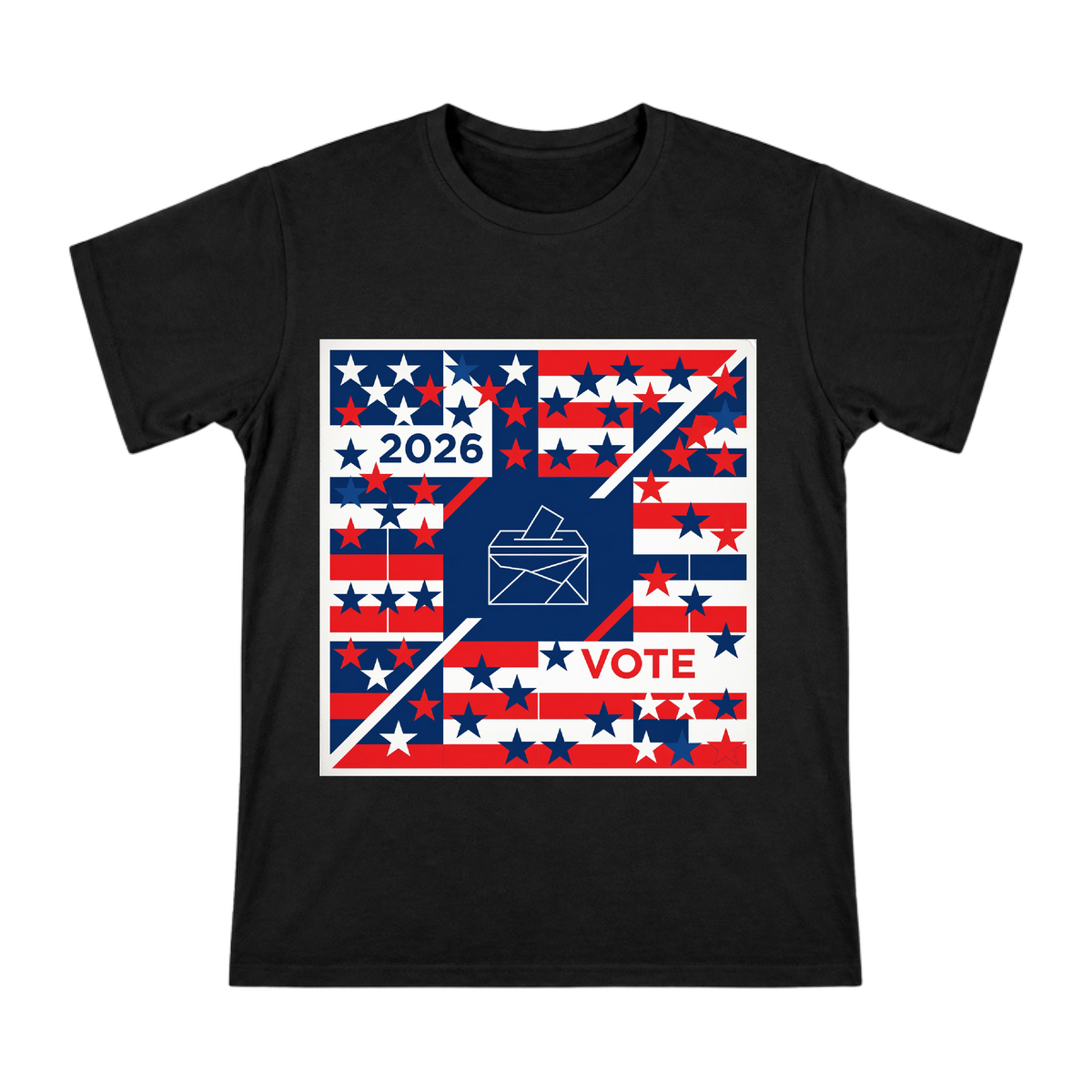 2026 Election Vote Geometric Stars and Stripes Men's Short Sleeve T-Shirt front [ai-pod:94a31b65d798ac246a9772043a61a4ad]