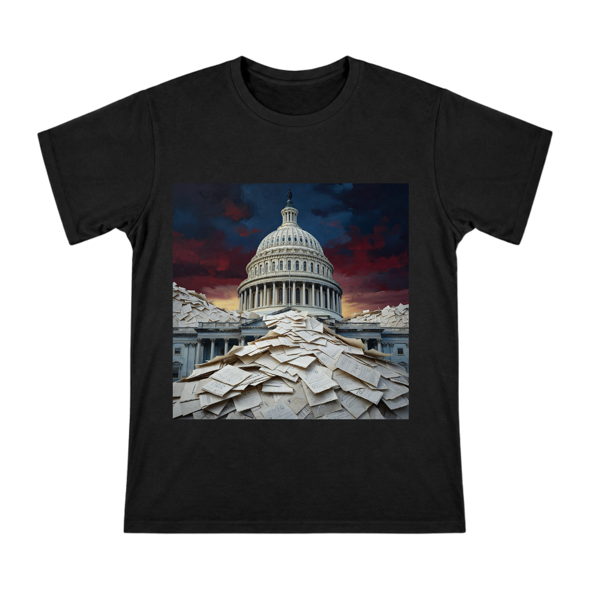 US Capitol Dome and Pile of Ballots Art Men's Short Sleeve T-Shirt front [ai-pod:7e90c6fbcb959da3acd0408bc8e7a576]