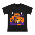 Halloween Raccoon Holding Pumpkin Pie Cartoon T-Shirt front [ai-pod:1c0fc8a5a4a2b121fa1774a2ab443d72]