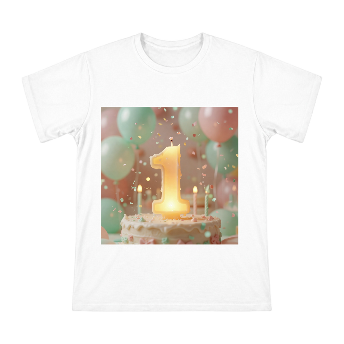 Glowing Number One Birthday Candle T Shirt front [ai-pod:aca9c45c8a27b77c98453c59d6e6c2cd]