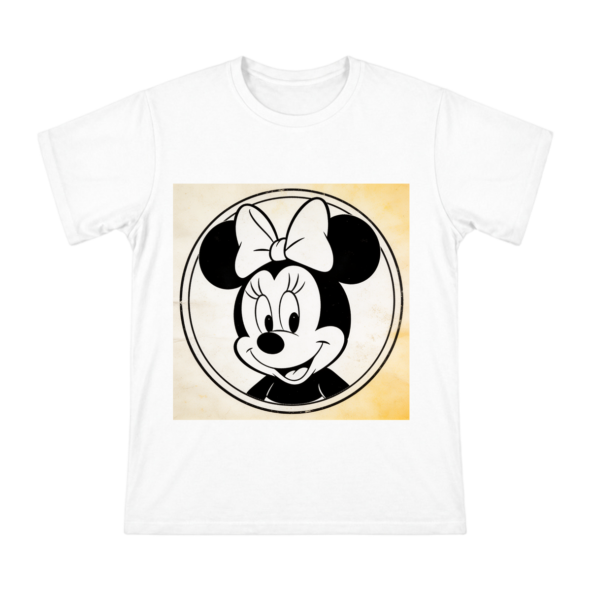 Vintage Minnie Mouse Retro Badge Print Men's Cotton T-Shirt front [ai-pod:17d19c89af6435b5cb351588598edbcd]