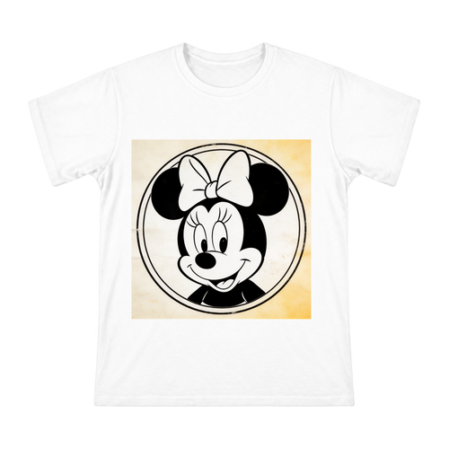 Vintage Minnie Mouse Retro Badge Print Men's Cotton T-Shirt front [ai-pod:17d19c89af6435b5cb351588598edbcd]
