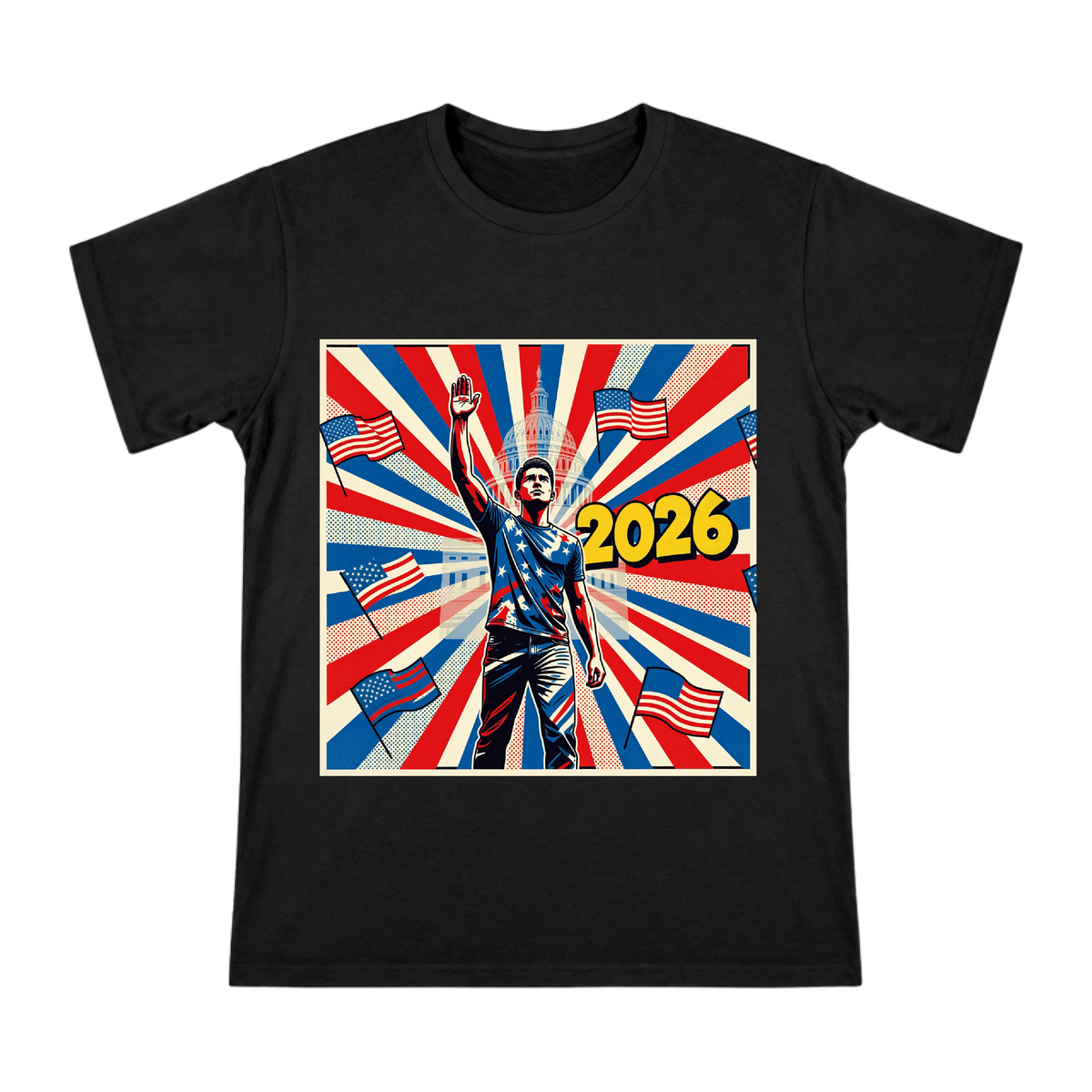 2026 Retro Pop Art Patriotic Oath Men's Custom T-Shirt front [ai-pod:c64c438a84ca24f9b5803fefffbd77d3]