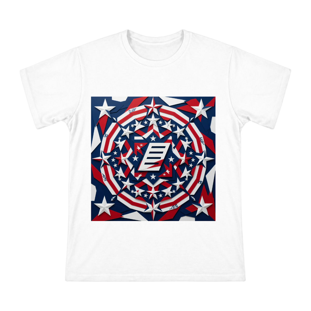 2026 Election Abstract Geometric Star and Stripes Collage Art Men's Short Sleeve T-Shirt front [ai-pod:84ec12ee3d5063efd4e47c32e561a222]