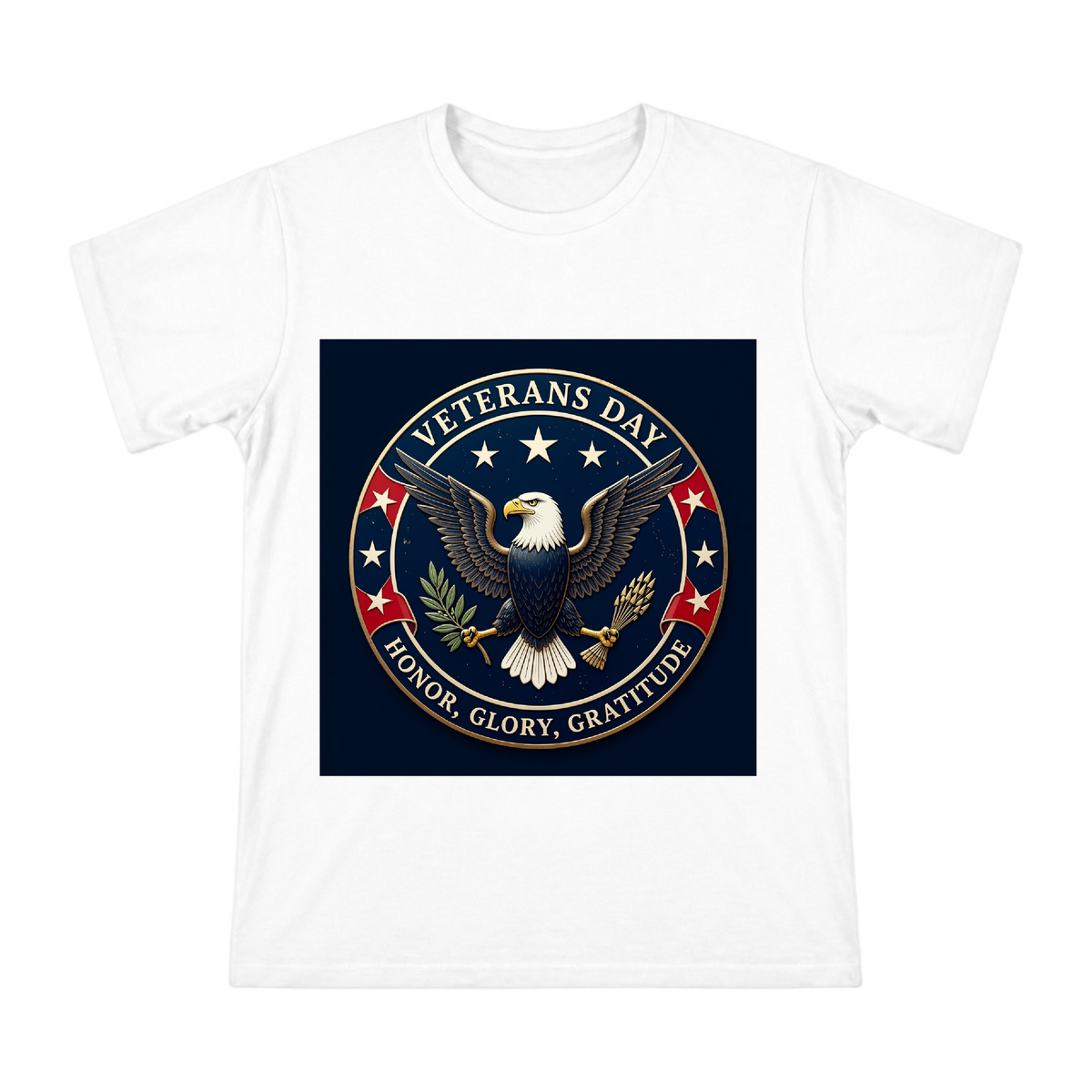 Veterans Day Honor Eagle Retro Badge Men's Premium Cotton T-Shirt front [ai-pod:c8384a31a4d17819629f199250658239]