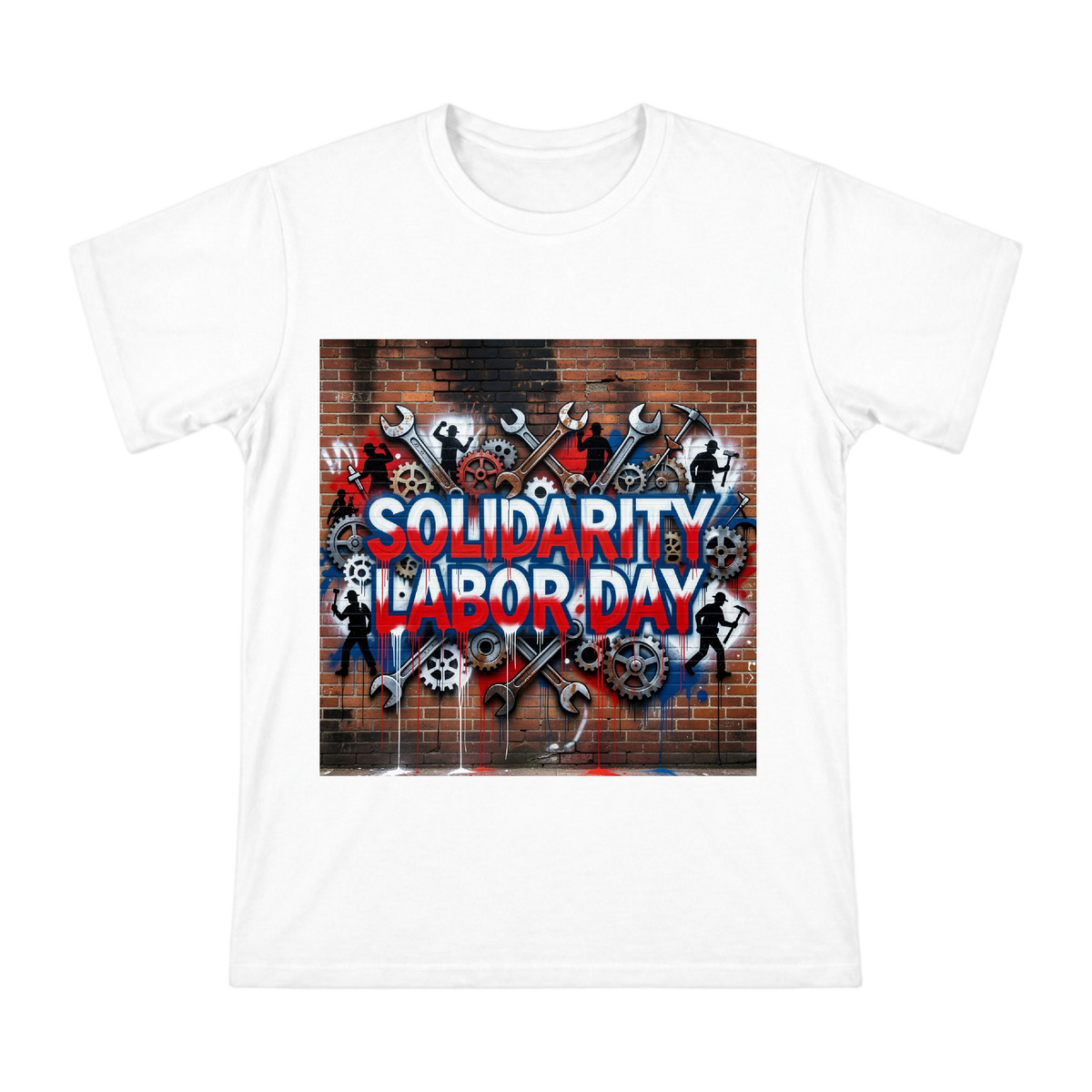 Labor Day Solidarity Graffiti Men's Short Sleeve T-Shirt front [ai-pod:a3362651e7fb2ef5f6188631e0d262b4]