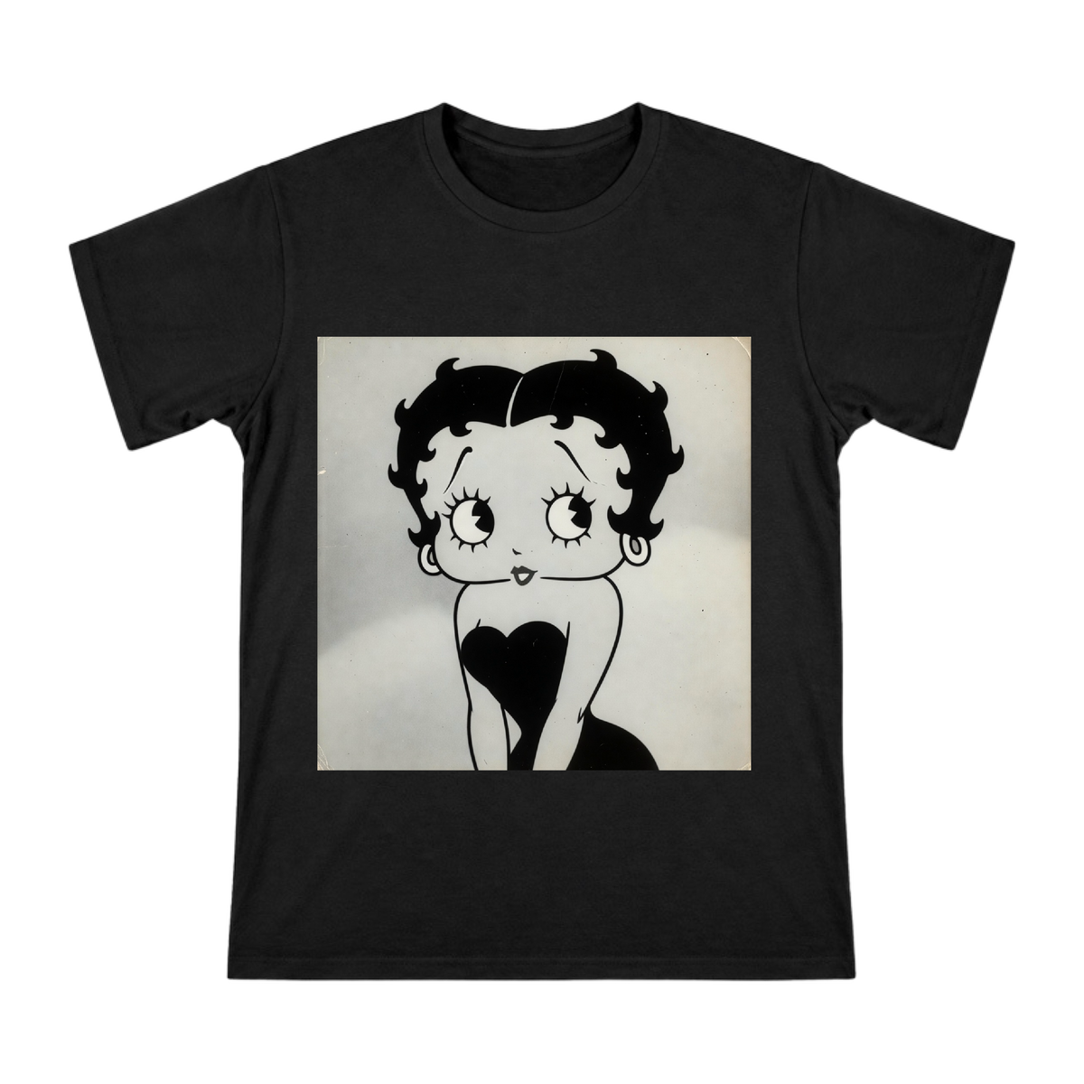 Vintage Betty Boop Black and White Silhouette Art Men's Short Sleeve T-Shirt front [ai-pod:ba47bb4918ff8e2eb011d39fefc07a9d]