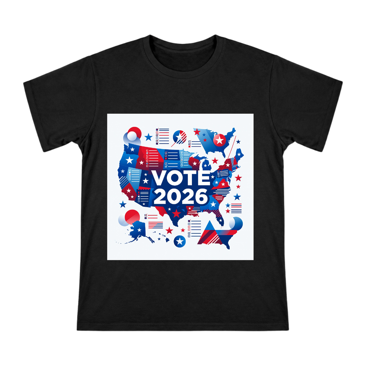 Vote 2026 US Map Graphic Men's Cotton T-Shirt front [ai-pod:a25169a313809f038bb9b6aa5482e1a2]