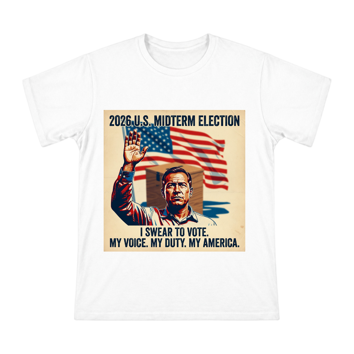 Retro Political Poster Voter Oath Men's Short Sleeve T-Shirt front [ai-pod:7e65868294cd220c7333c582447dcb86]