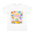 Happy Birthday Vector Illustration with Cake and Balloons Men's Cotton T-Shirt front [ai-pod:7283d4b0c6e476eeb69970426e4670ac]
