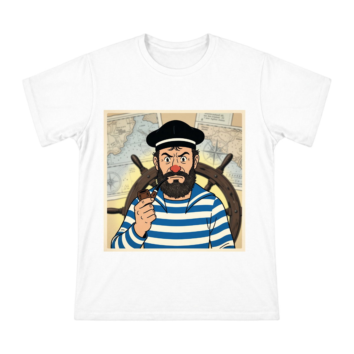 Captain Haddock Ligne Claire Illustration Men's Custom T-Shirt front [ai-pod:9c41edf8fb7a1a0c84abbb94f002af1f]
