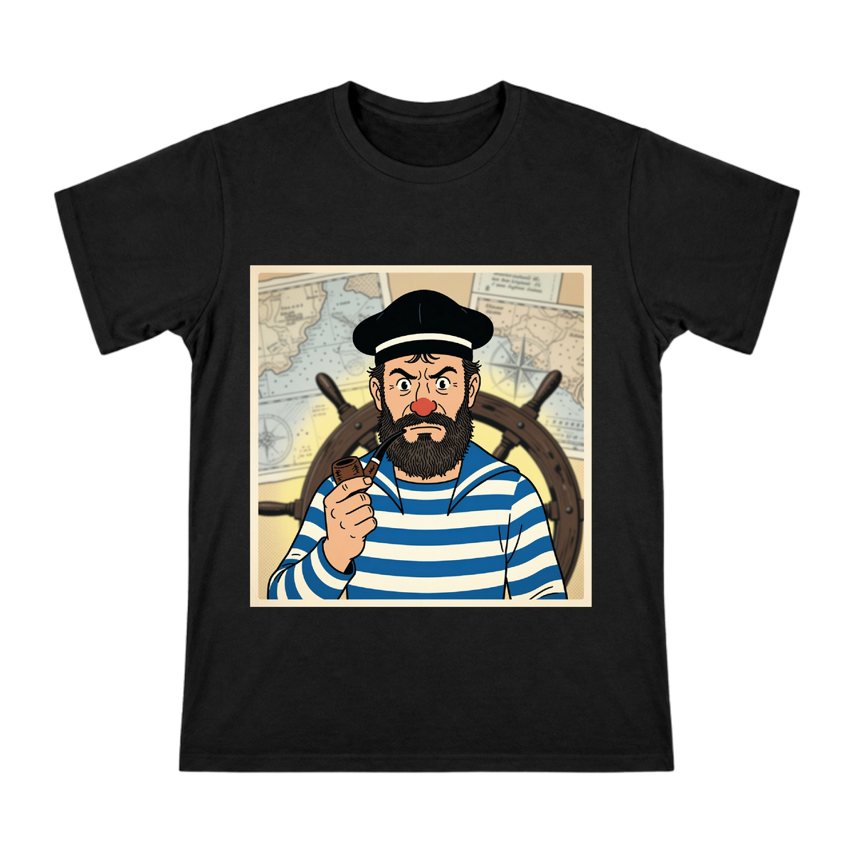 Captain Haddock Ligne Claire Illustration Men's Custom T-Shirt front [ai-pod:97227f176b0af92b465eb8f9ff7b5f7d]