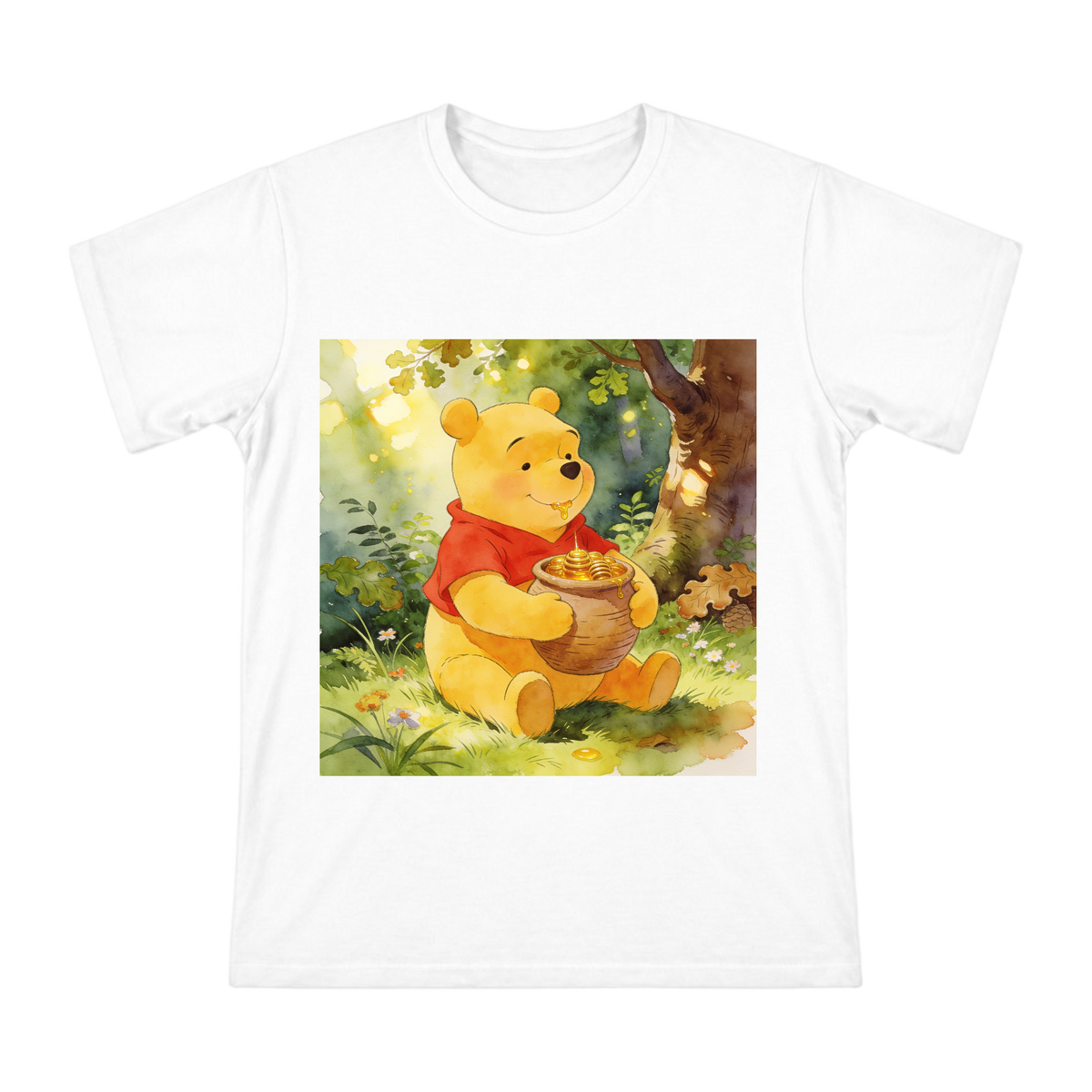 Winnie the Pooh Watercolor Bear with Honey Pot Men's Short Sleeve T-Shirt front [ai-pod:0142b22b7996956190c145db69fbd4e8]