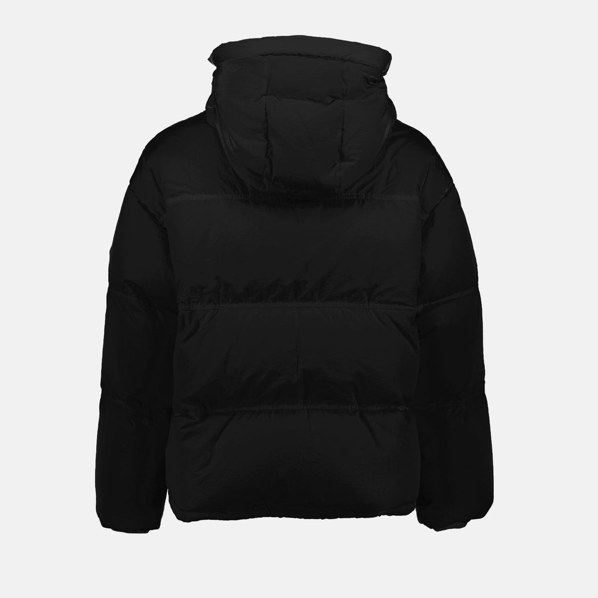 AMI Paris Ami de Coeur down jacket in black, back view