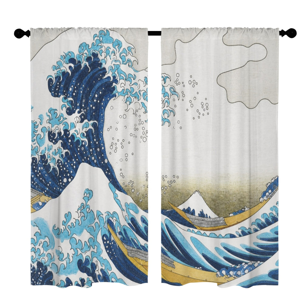 Hokusai Great Wave 52 x 84 in Window Curtain Set