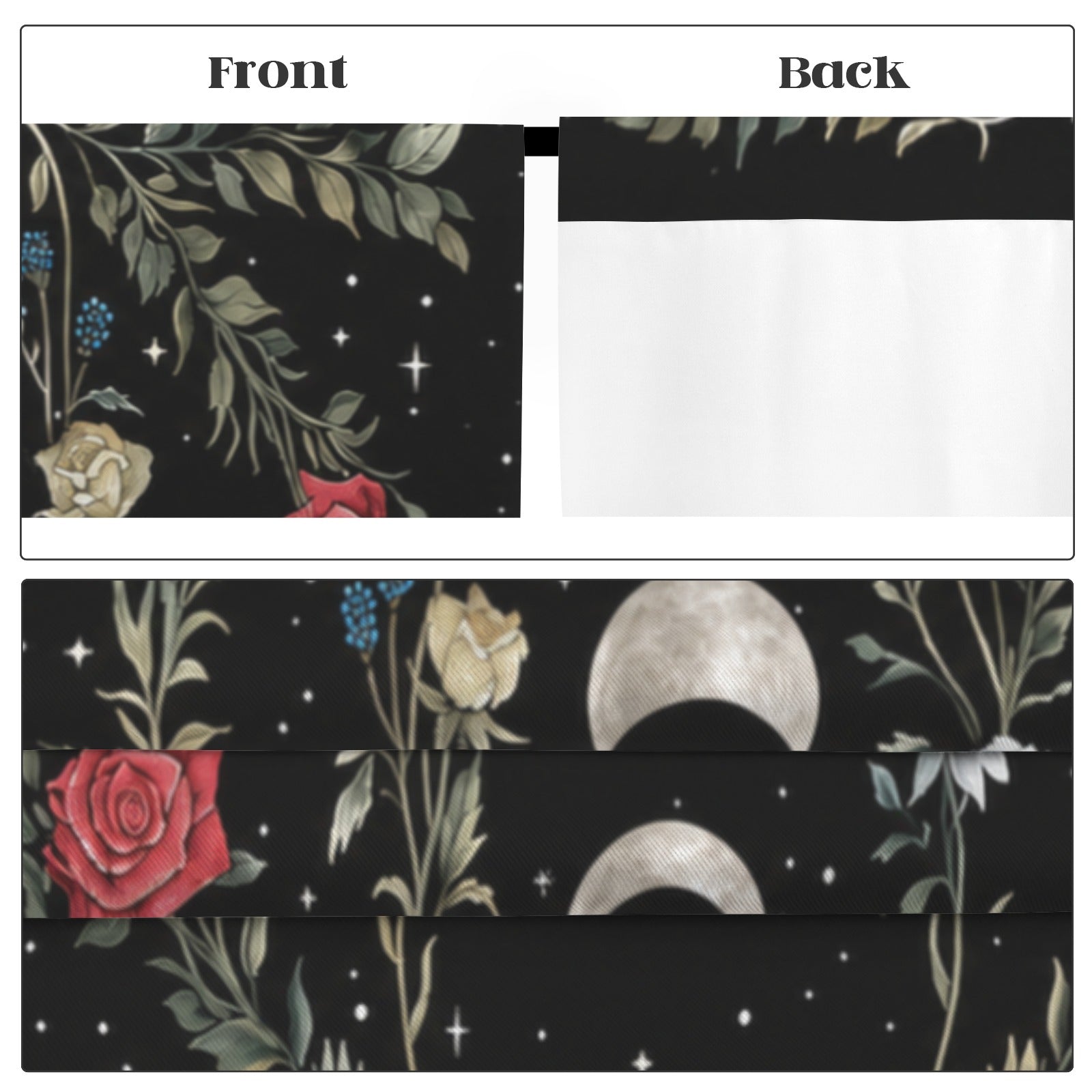 Whimsigoth Moon-Phase Roses 52 x 84 in Window Curtain Set