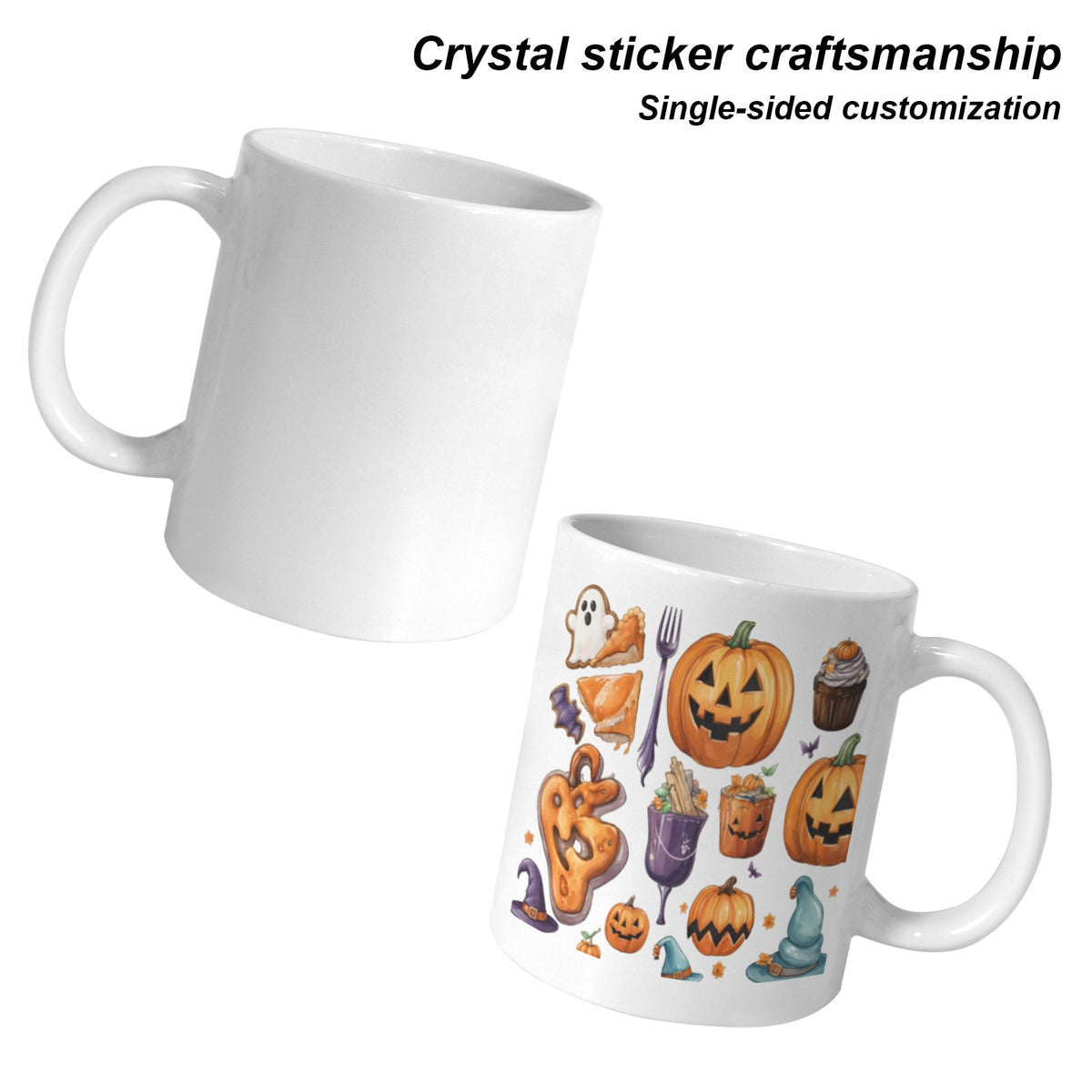 Pumpkin Checkerboard 11 oz White Ceramic Mug