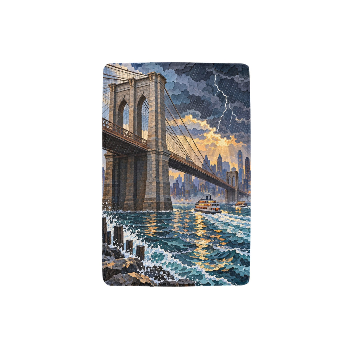 Brooklyn Bridge Thunder Ferry 32 x 48 in Micro Fleece Blanket