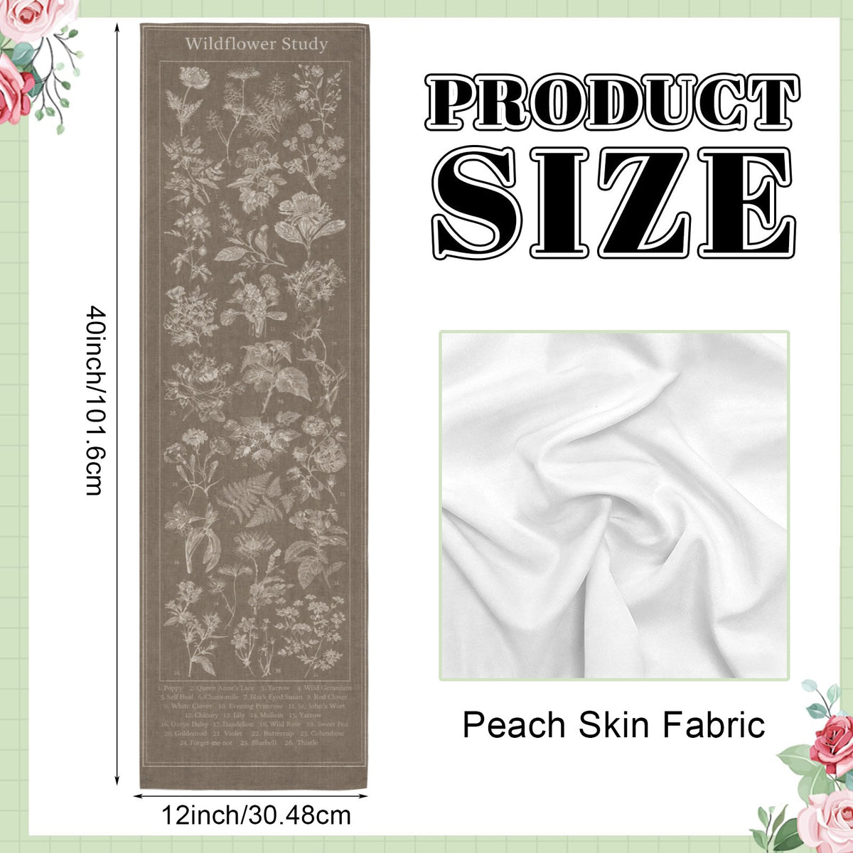 Wildflower Study 12 x 40 in Polyester Peach Skin Tapestry