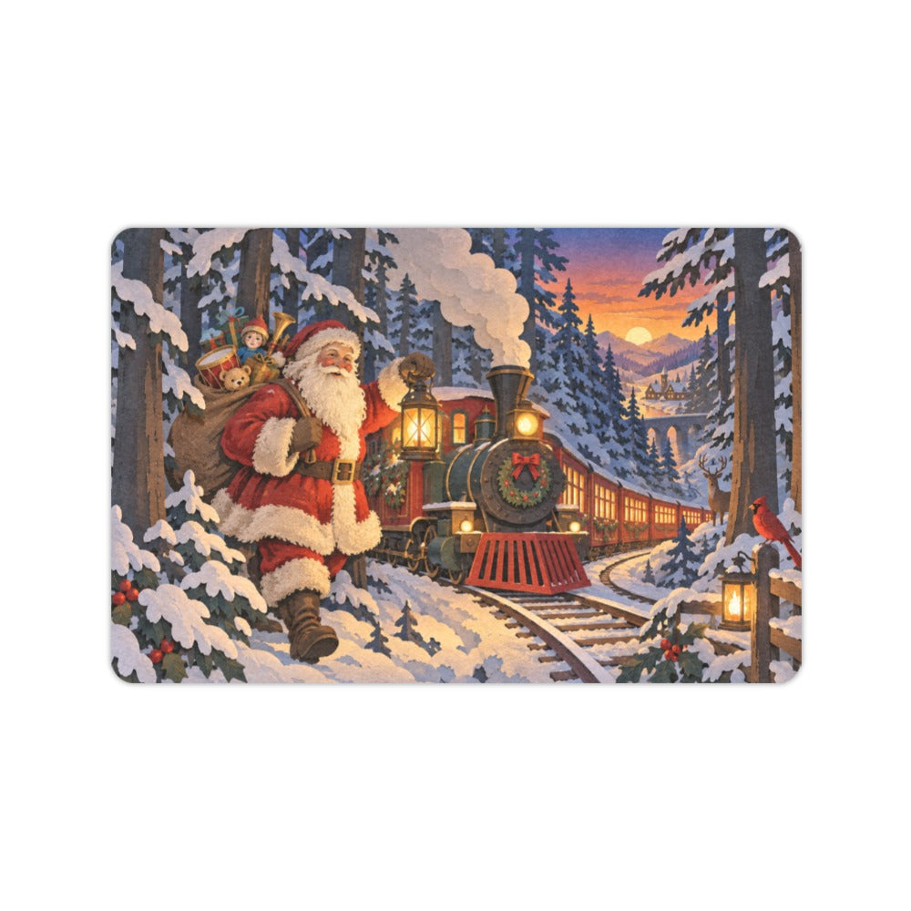 Santa Woodland Train 23.6 x 15.7 in Doormat