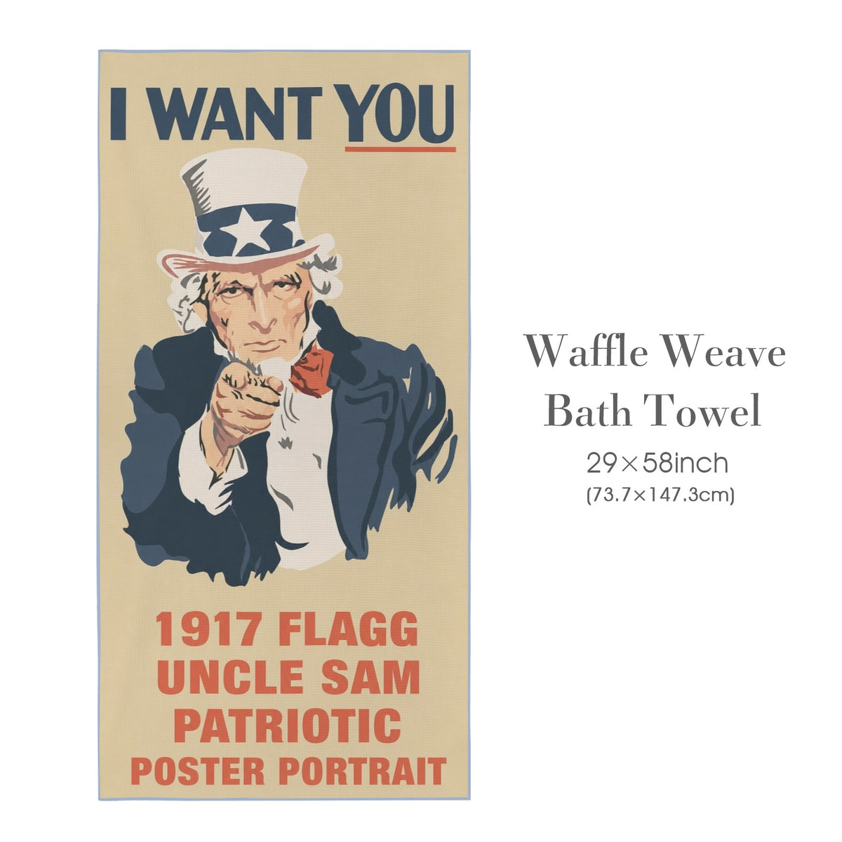 Flagg Uncle Sam 29"x58" (QUE) Waffle Weave Bath Towel