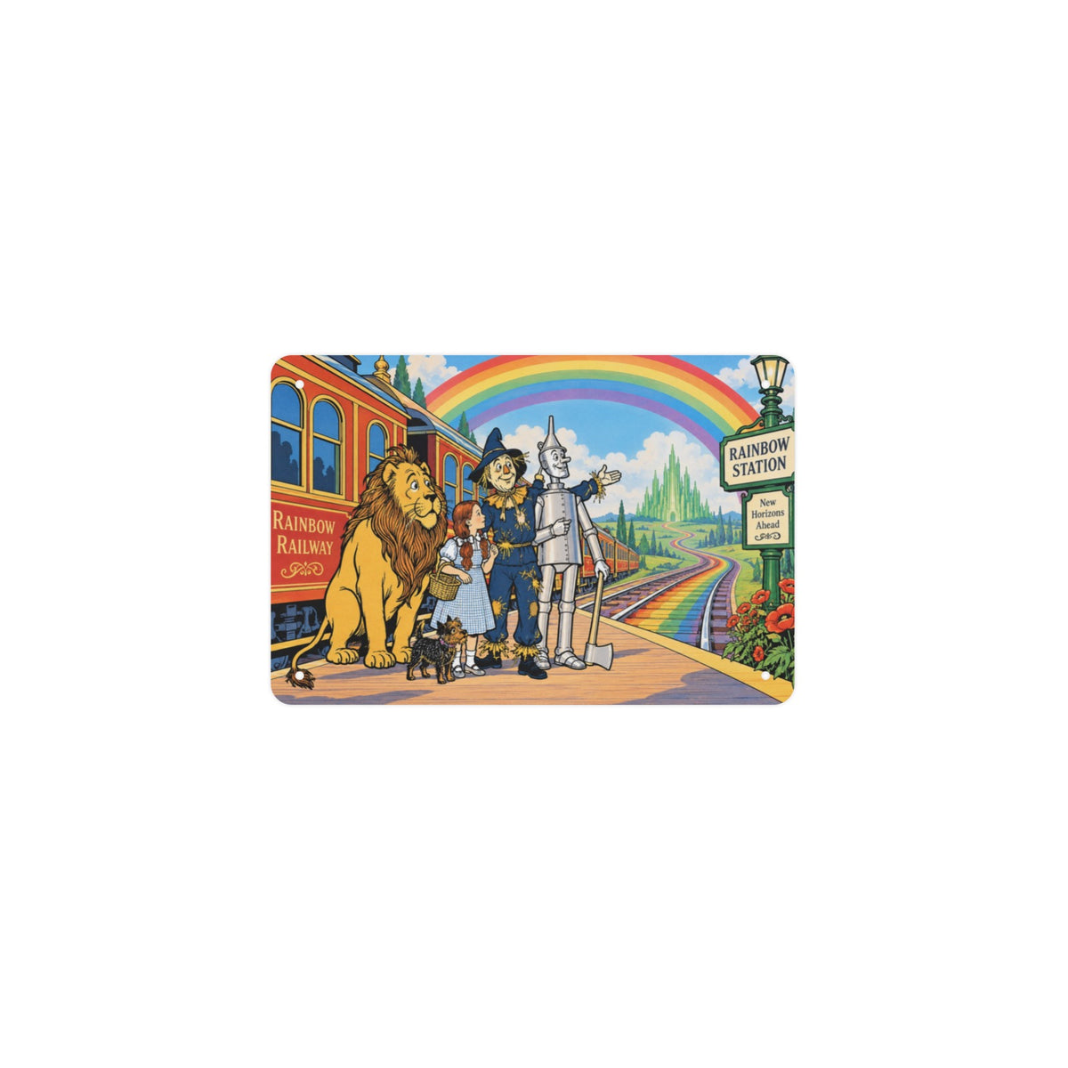 Rainbow Railway Oz Friends 12 x 8 in Metal Tin Sign