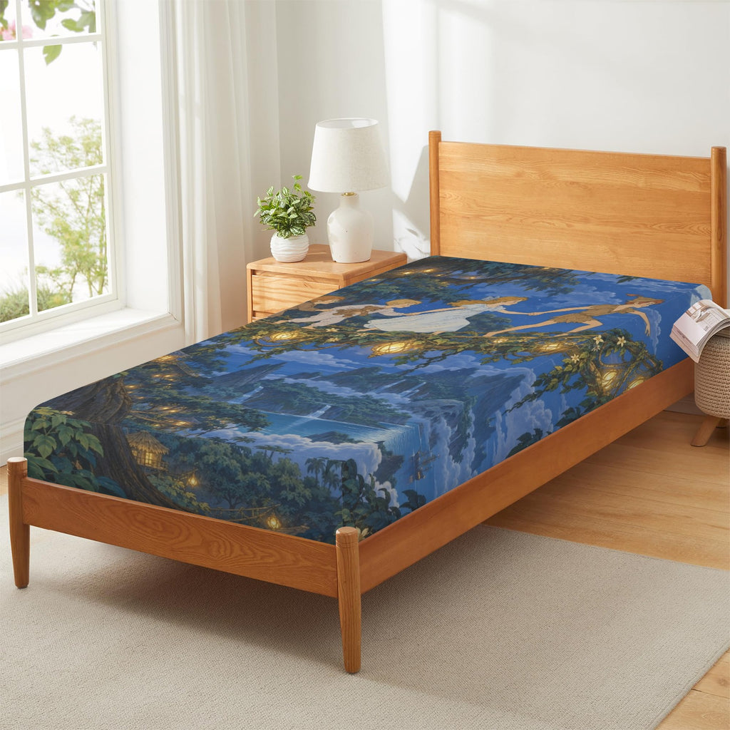 Peter Pan Treehouse Bridge Fitted Sheet 39x75x13inch (QUE)