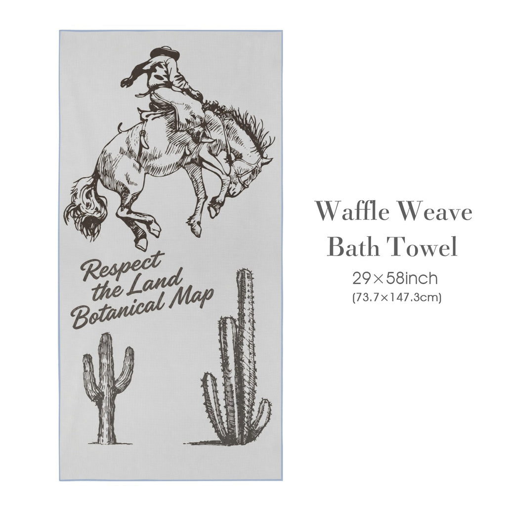 Respect the Land Botanical Map 29"x58" (QUE) Waffle Weave Bath Towel