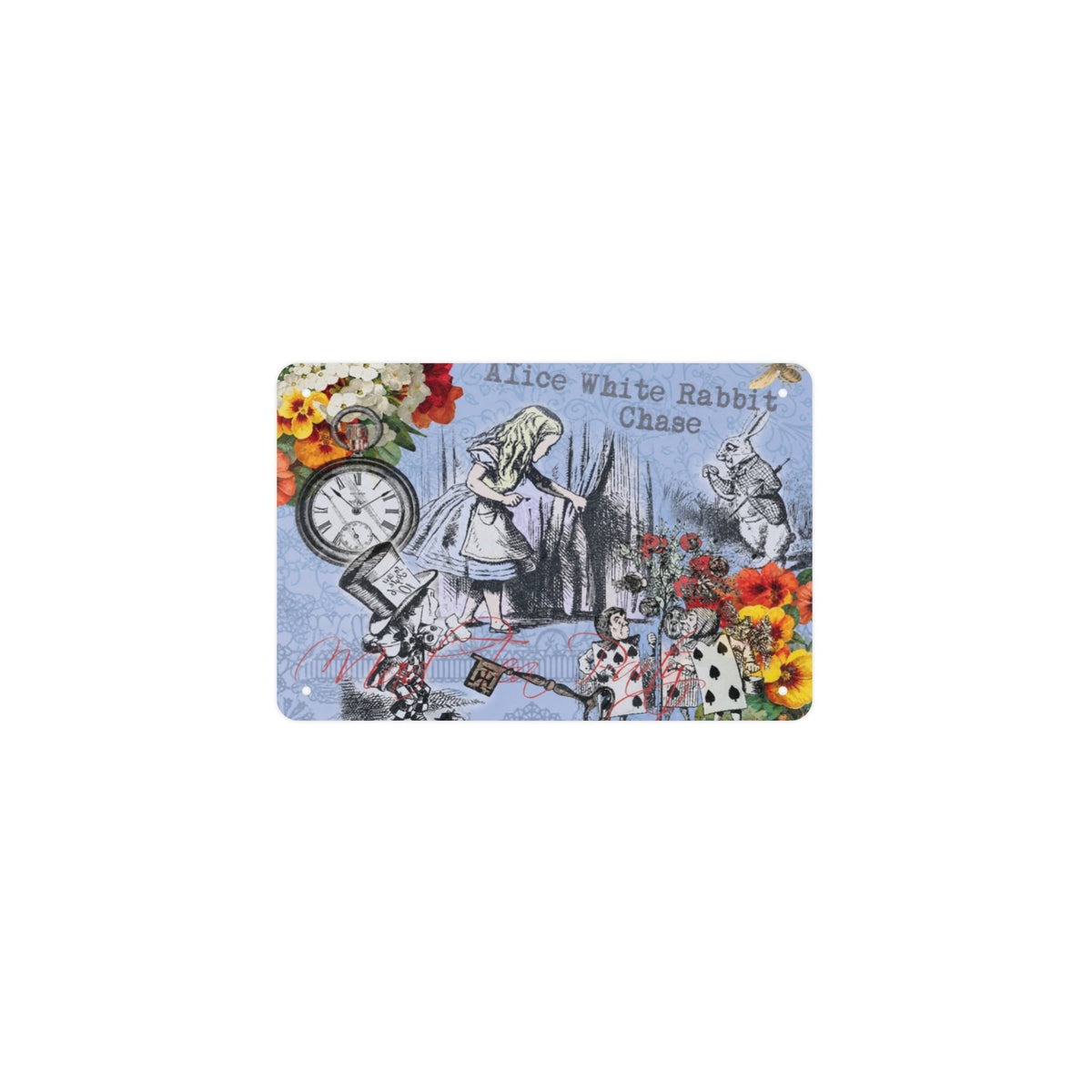 Alice White Rabbit Chase 12 x 8 in Metal Tin Sign