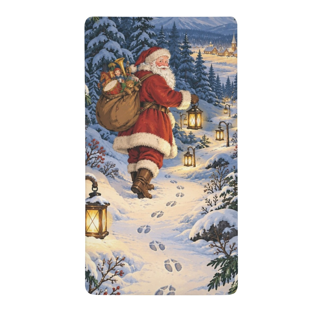 Santa Pine Lantern Trail Fitted Sheet 39x75x13inch (QUE)