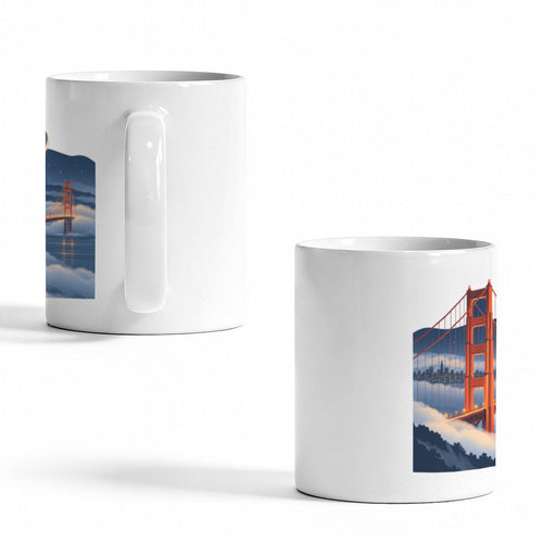 Golden Gate Fog Moon Geometry 11 oz White Ceramic Mug