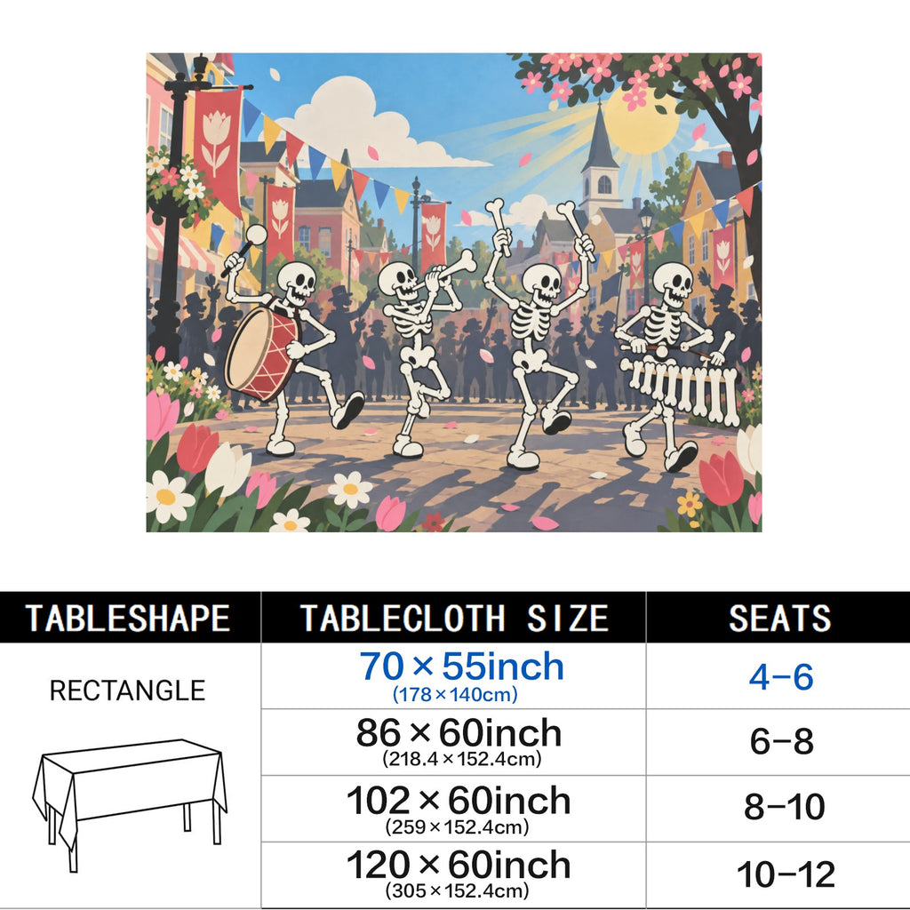 Skeleton Parade 178cm x 140cm Rectangular Tablecloth 70x55inch (QUE)