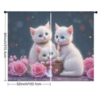Whimsical Cat Garden 52 x 84 in Window Curtain Set