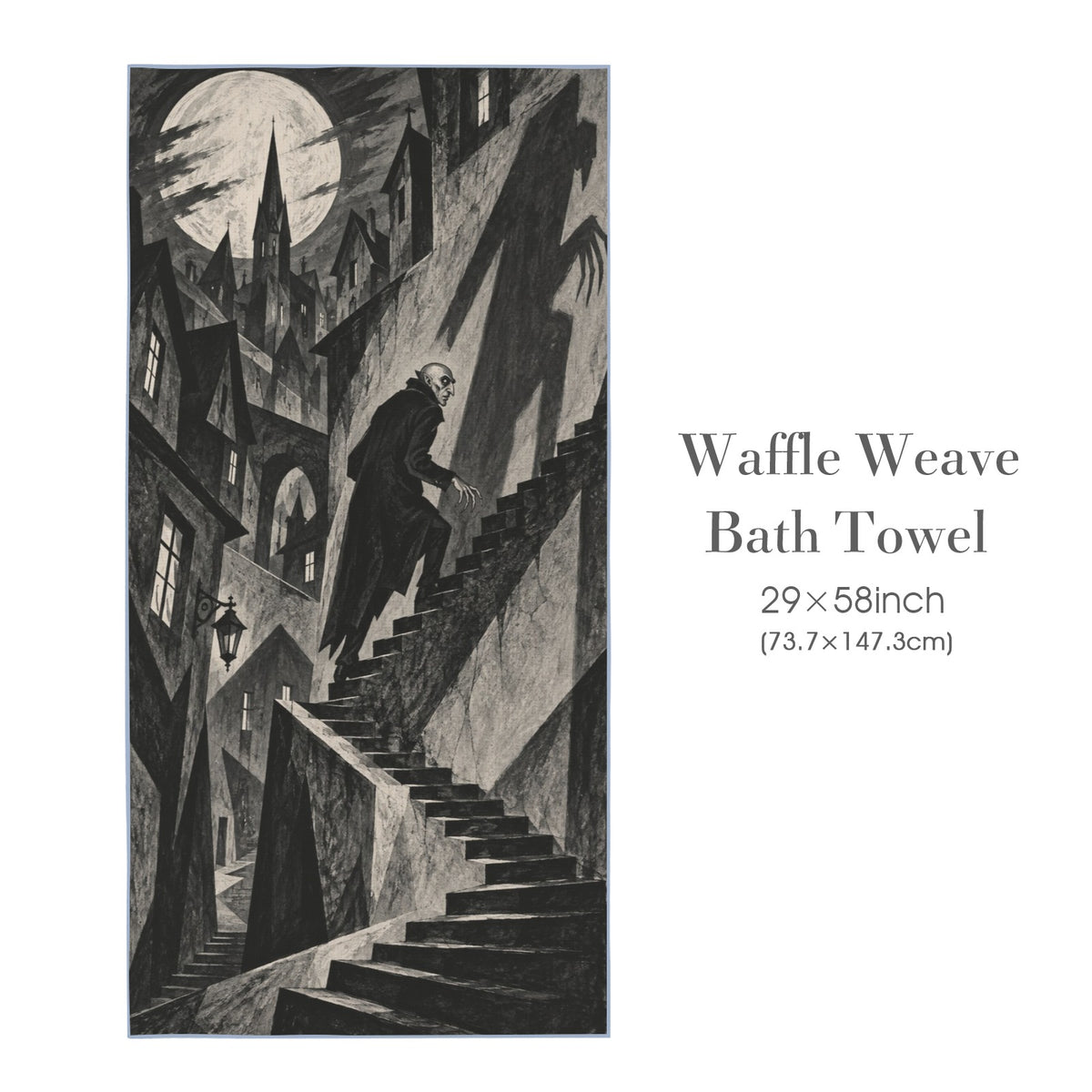 Count Orlok Expressionist Stairs 29"x58" (QUE) Waffle Weave Bath Towel