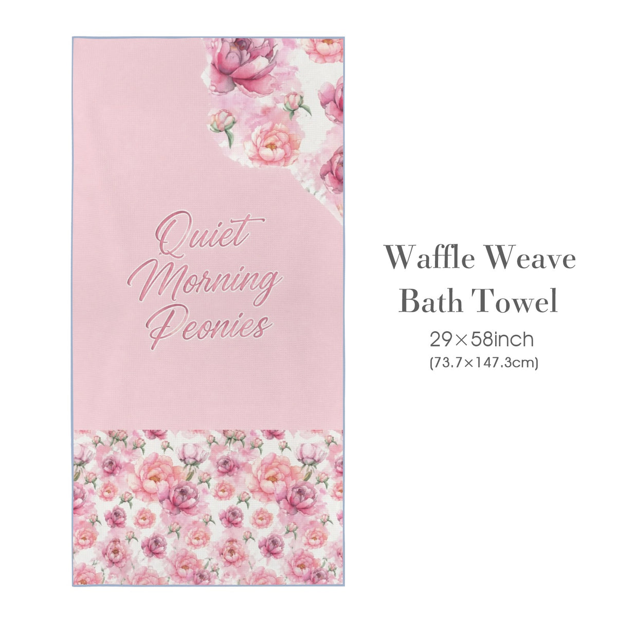 Quiet Morning Peonies 29"x58" (QUE) Waffle Weave Bath Towel