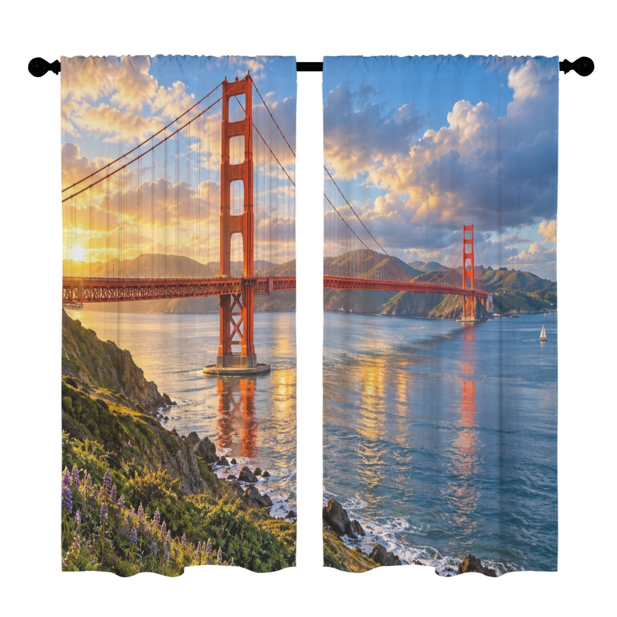 Golden Gate Rain Reflection 52 x 84 in Window Curtain Set