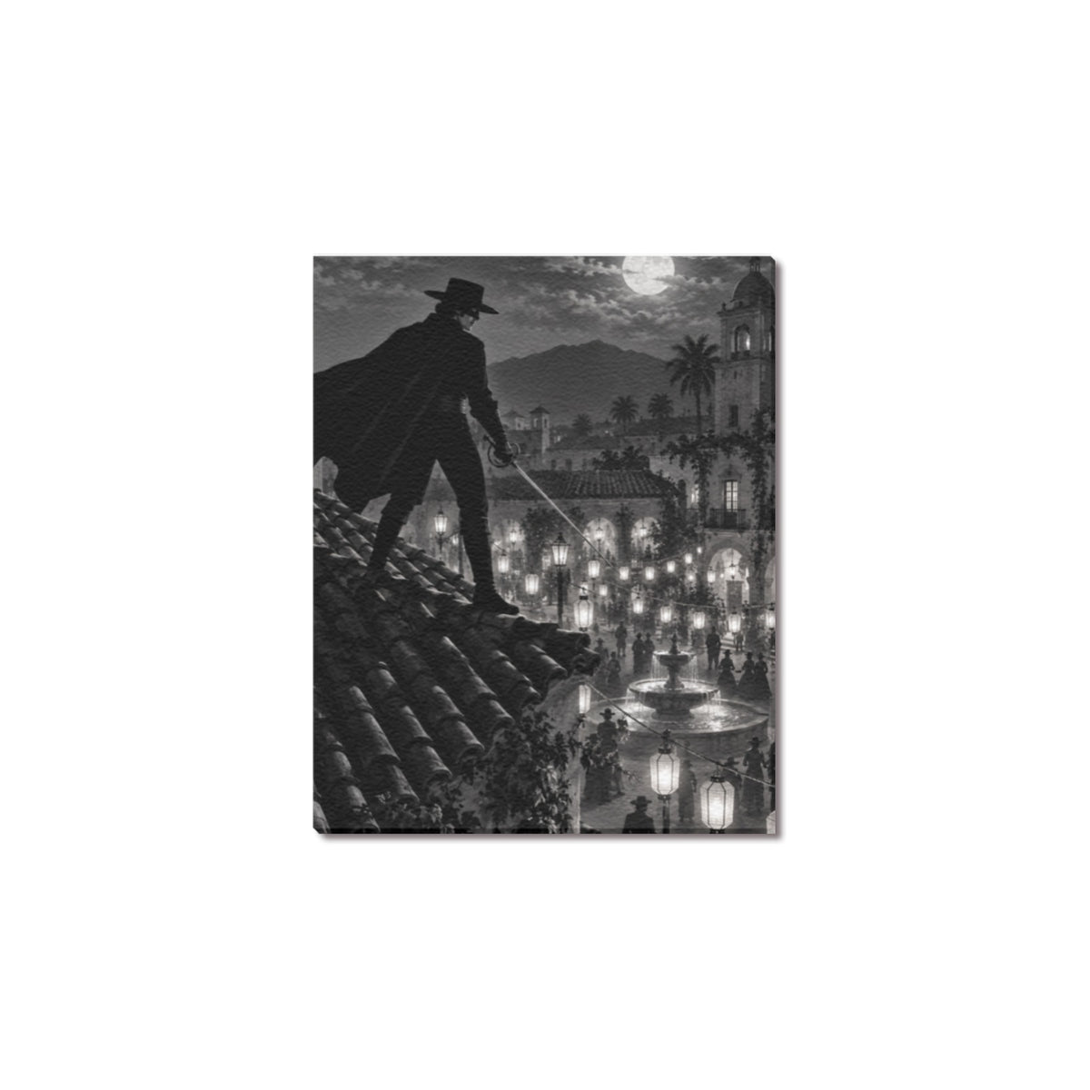 Zorro Lantern Rooftop Frame Canvas Print 8"x10"