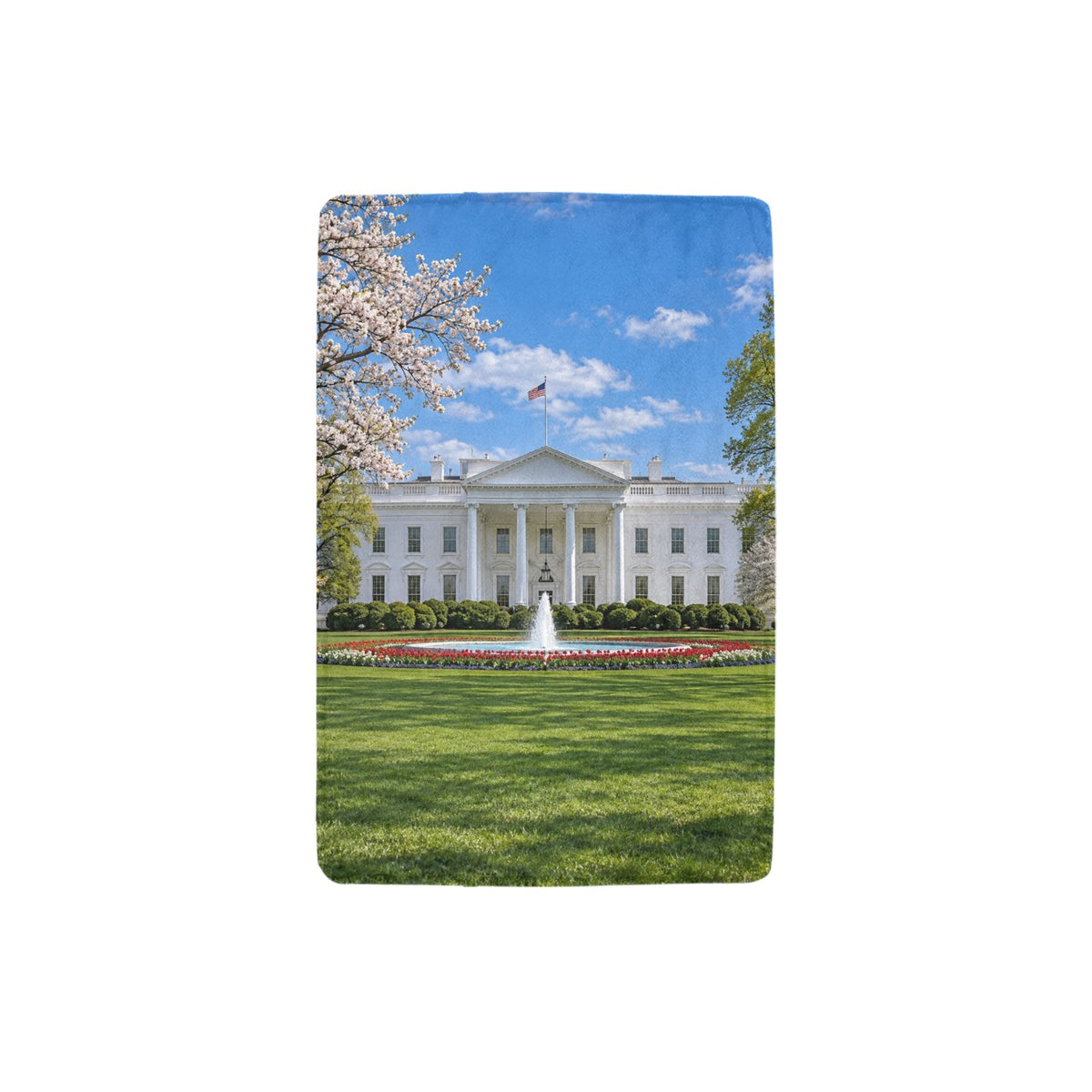 White House North Facade and Lawn 32 x 48 in Micro Fleece Blanket
