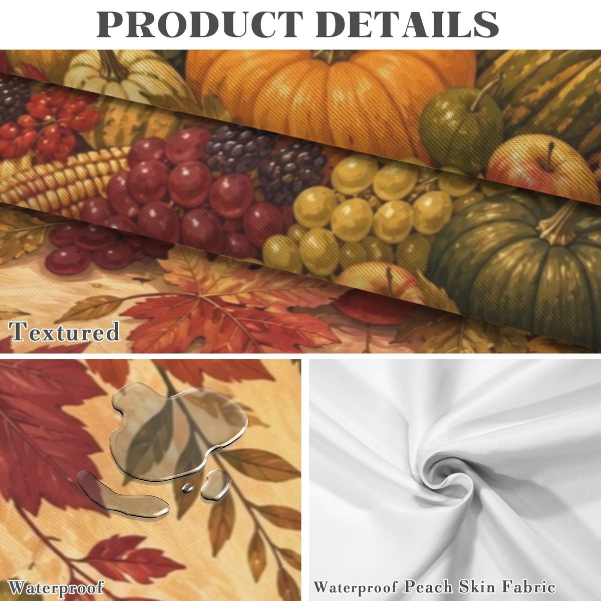 Sunlit Harvest 178cm x 140cm Rectangular Tablecloth 70x55inch (QUE)
