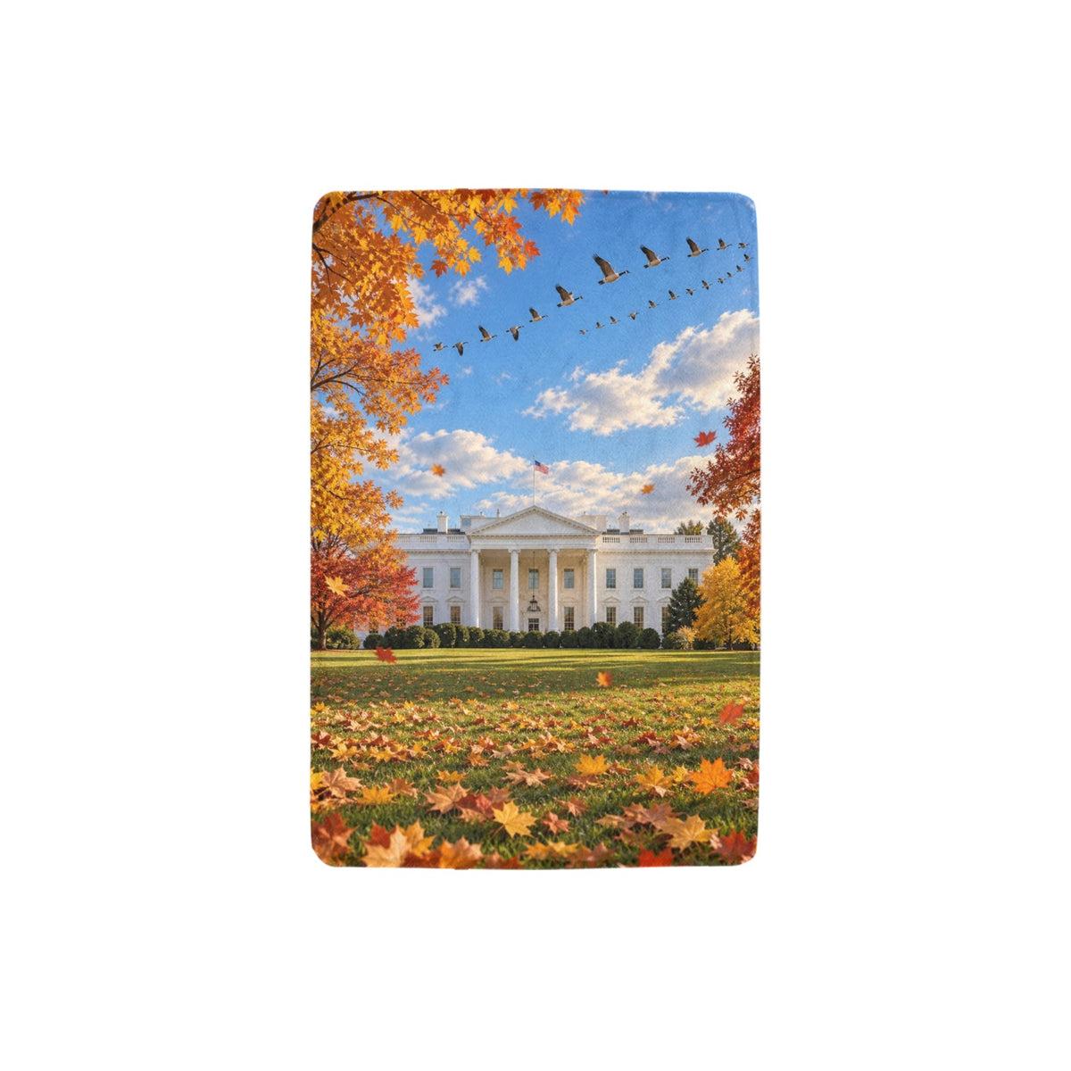 White House Autumn Lawn 32 x 48 in Micro Fleece Blanket