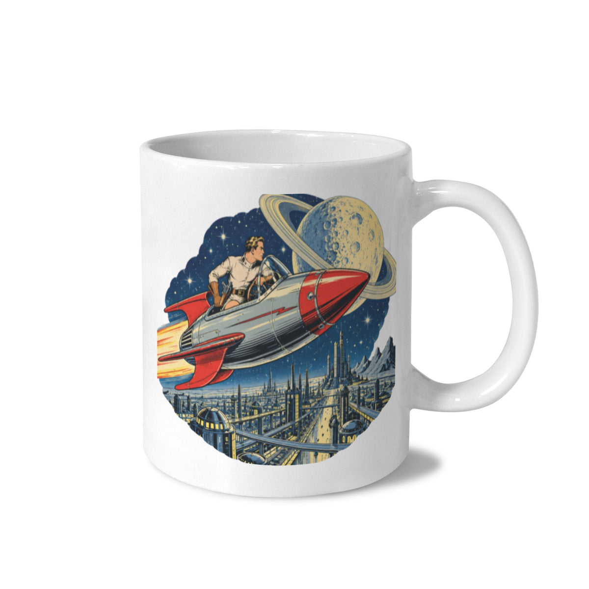 1929 Buck Rogers Moonlit Machine City 11 oz White Ceramic Mug